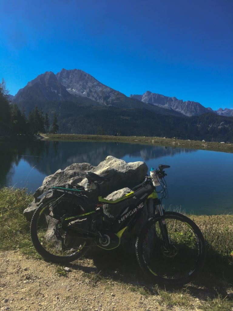 sunny, cool mountain water, ebike