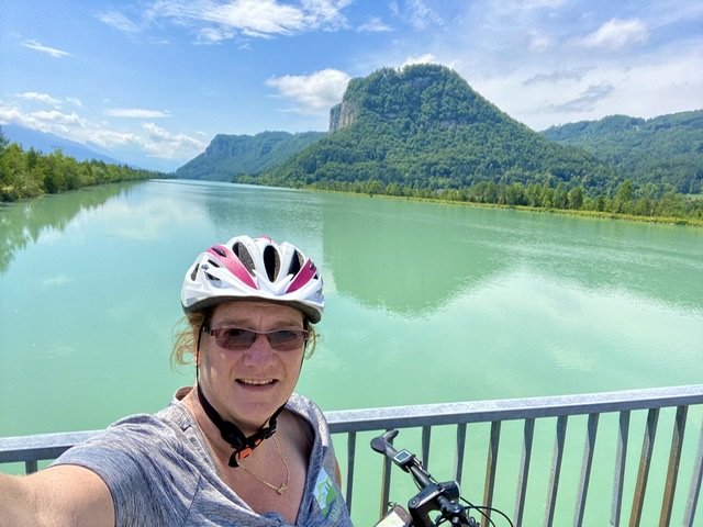 Me on the Drau, helmet, water,